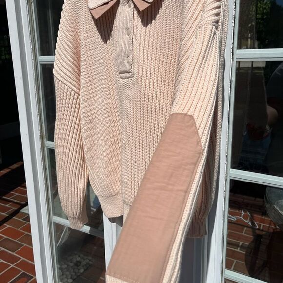 J Crew Collared Ribbed Patch Sleeve Sweater NWT - Picture 7 of 12